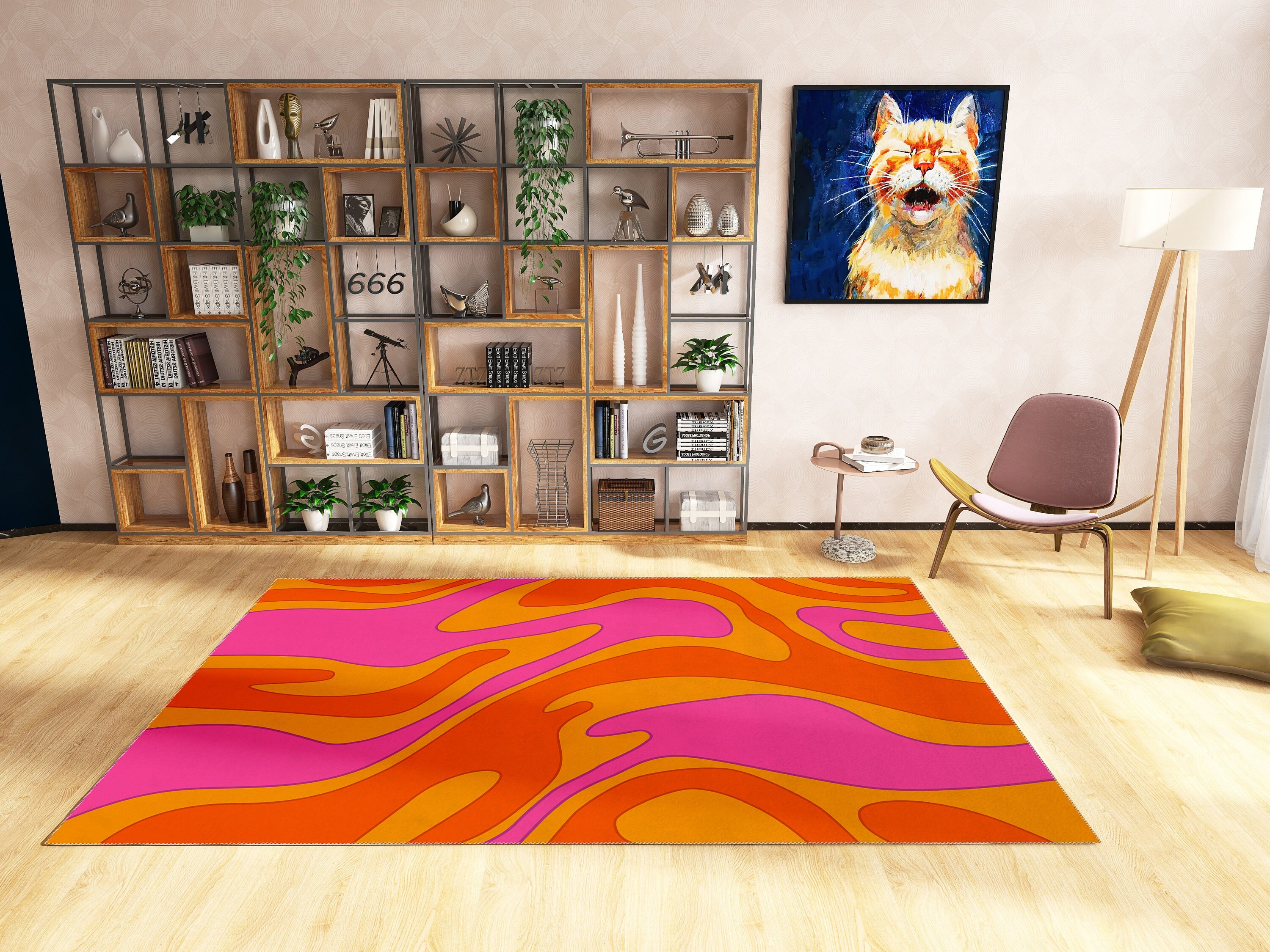 Abstract Rug with Personalized Name or Message for Modern Chic Living Room or Bedroom Decor - Image 2