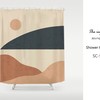Abstract Sun & Mountain Landscape Shower Curtain, Heavy Duty Extra Waterproof Curtains in Customizable Sizes