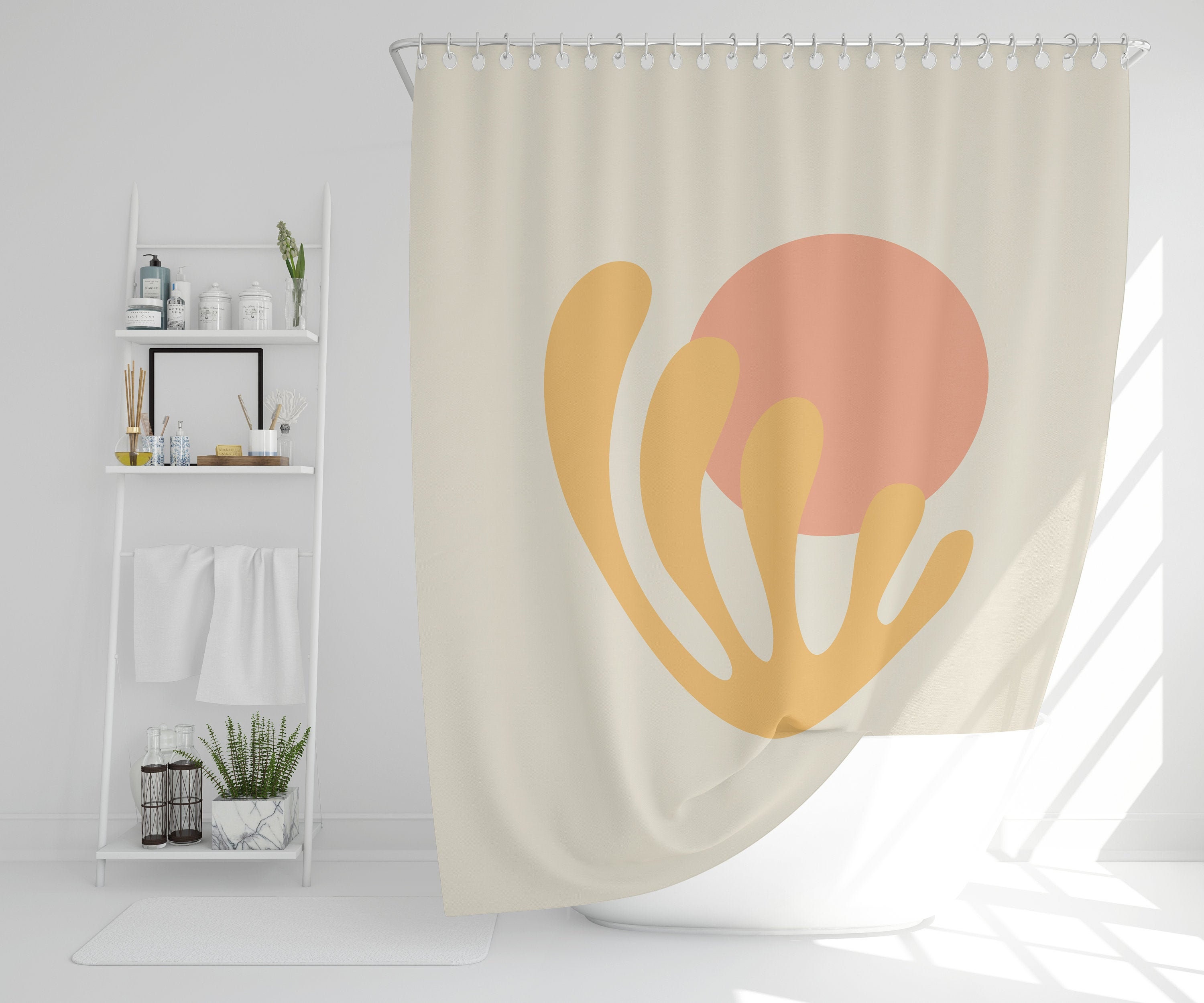 Abstract Vintage Patterns Boho Shower Curtain - Featuring Trendy and Eco-Friendly Design - Waterproof with Hooks!