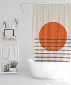 Abstract Vintage Sun Boho Shower Curtain - Eco-Friendly and Waterproof - Perfect for Vintage Bathroom Shower Curtains