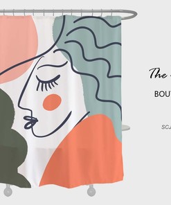 Abstract Woman Face Shower Curtain, Heavy Duty Polyester Fabric, Arts Painting, Modern Home Bath Decor