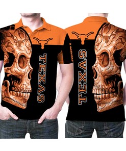 Add A Touch of Elegance to Your Longhorns Ensemble with Sugar Skull Flower Pattern 3D All Over Print Polo Shirt
