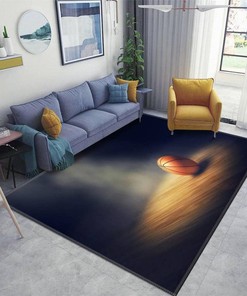 Add Depth to Your Room with Personalized Basketball Ball on Court with Spotlight 3D Area Rug