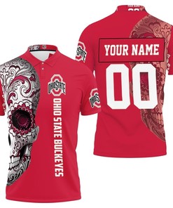Add Personal Touch to Ohio State Buckeyes Sugar Skull Polo Shirt with All Over Print