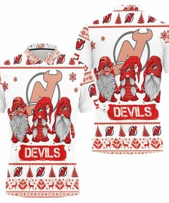 Add Some Cheer to Game Day with New Jersey Devils Christmas Gnomes on a Breathable 3D All-Over Print Polo Shirt