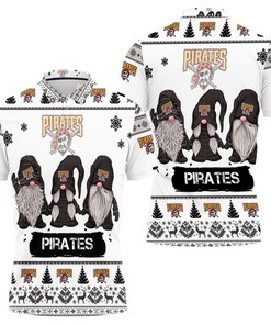 Add Some Cheer to Game Day with Pittsburgh Pirates Christmas Gnomes on a Fun 3D Polo Shirt with All-Over Print