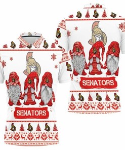 Add Some Festive Flair to Game Day with Ottawa Senators Christmas Gnomes on a Breathable 3D All-Over Print Polo Shirt