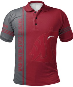 Add Some Flair to Your Look with the NCAA Washington State Cougars Red and Grey Half Style Polo Shirt