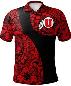 Add Some Polynesian Flair to Your Look with the NCAA Utah Utes Red and Black Polynesian Polo Shirt