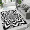 Add Style to Your Home with a Custom Fractal Spiral Vortex Area Rug - Modern Black and White 3D Art Rug