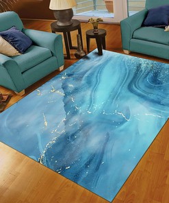 Add Style to your Home with a Personalized 70s Abstract Blue Ocean Area Rug for Living Room