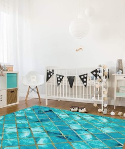 Add a Gradual Water Ripple Effect to your Living Room with a Customizable Blue Carpet Rug