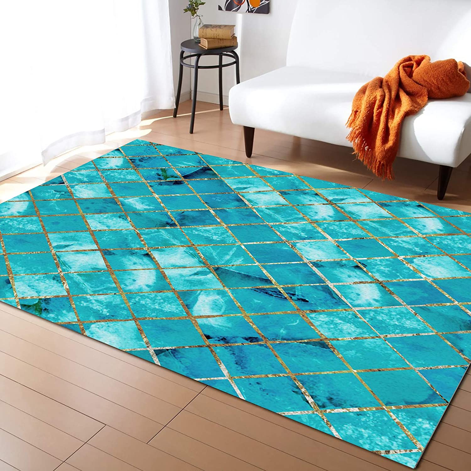 Add a Gradual Water Ripple Effect to your Living Room with a Customizable Blue Carpet Rug - Image 2