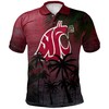 Add a Tropical Touch to Your Look the NCAA Washington State Cougars Red Coconut Tree Tropical Grunge Polo Shirt