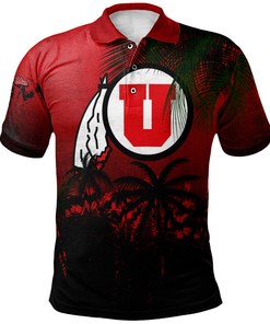 Add a Tropical Touch to Your Look with the NCAA Utah Utes Coconut Tree Tropical Grunge Red Polo Shirt