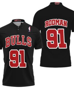 Add a touch of nostalgia to your wardrobe with this Art Chicago Bulls Dennis Rodman #91 Nba Great Player Polo Shirt.