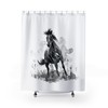 Add some black and white elegance with this Horse - Shower Curtain Black & White Curtain