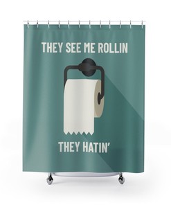 Add some humor to your bathroom with this Toilet Paper Adult Humor Shower Curtain