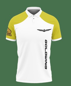 Add some personality to your wardrobe with our yellow Honda Gold Wing Nct-Lt all over print polo t-shirt