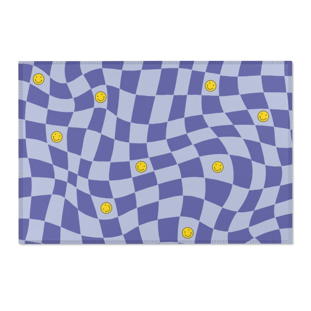 Aesthetic 70s Style Personalized Retro Rug with Non-Slip Floor Mat for Living Room or Kids Room