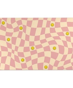 Aesthetic Retro Checkered Pattern and Smiley Face Design for Soft and Comfortable Rug