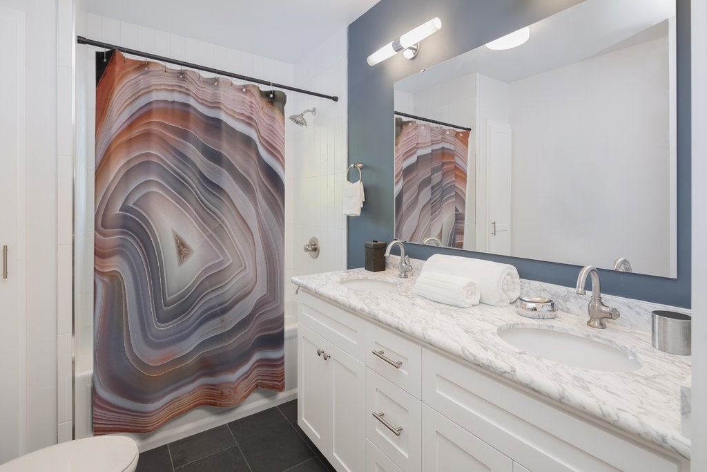 Agate Slice Shower Curtain - Perfect for 71 x 71 inch Design, College Dorm Decor & Bathroom Accessories - Image 2