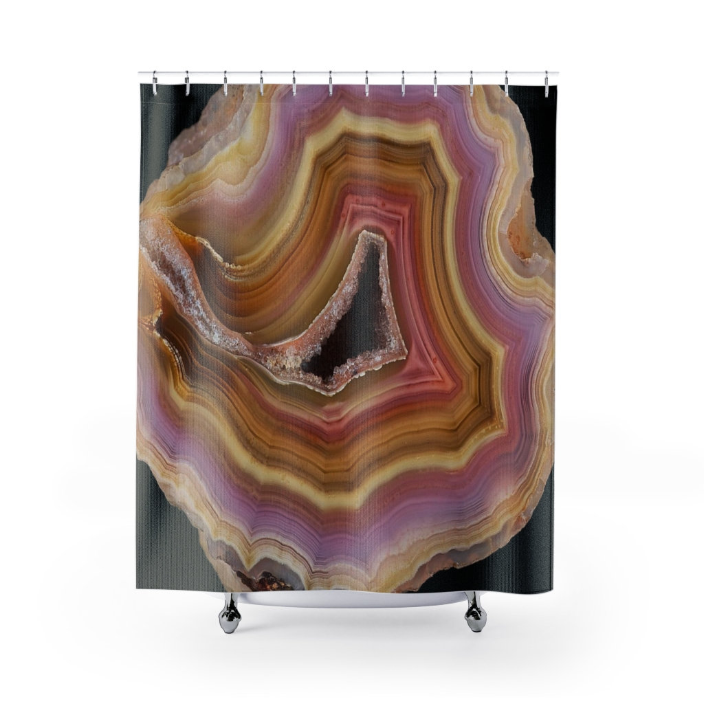 Agate Slice Shower Curtain for College Dorm & Bathroom Decor - 71 x 71 inch Design and Bath Accessories Included