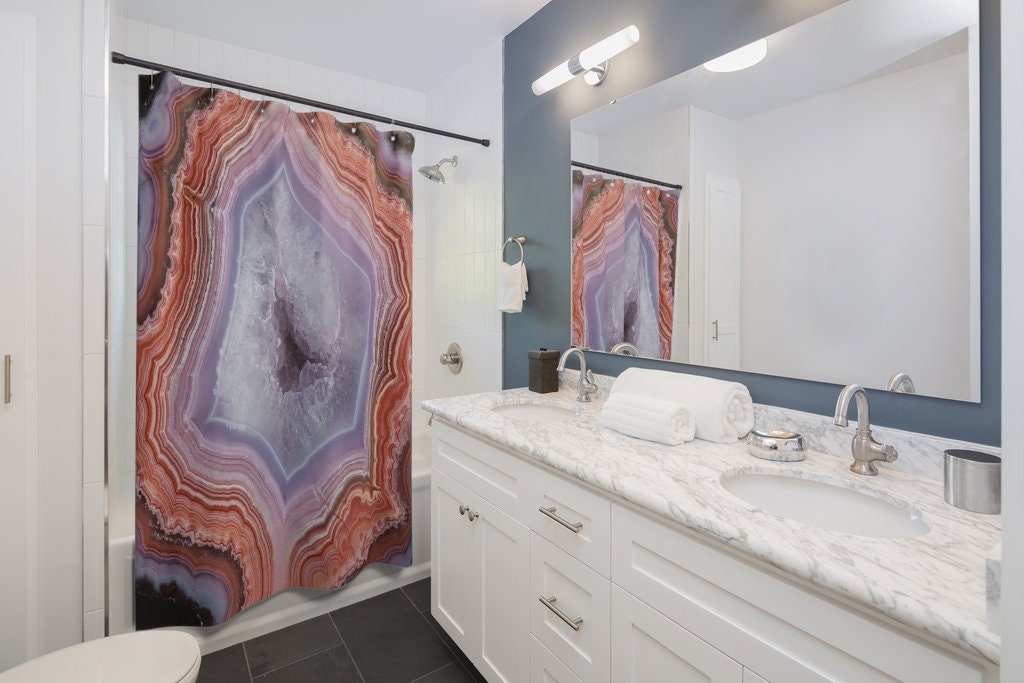 Agate Slice Shower Curtain with 71 x 71 inch Design - Perfect for College Dorm & Bathroom Decor - Image 2