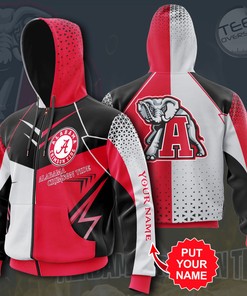 Alabama Crimson Tide All Over Print Zip-up Hoodie 3D
