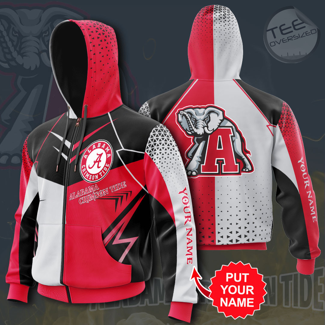 Alabama Crimson Tide All Over Print Zip-up Hoodie 3D