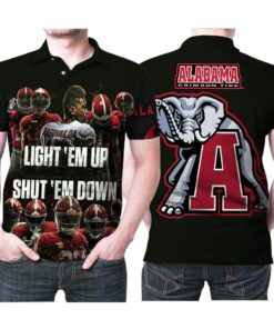 Alabama Crimson Tide Football Legends Light Em Up Shut Em Down 3D Allover Print Polo Shirt for Fans and Gift