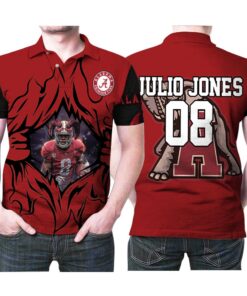 Alabama Crimson Tide Football Player Julio Jones #2 3D Allover Print Polo Shirt for Fans and Lovers