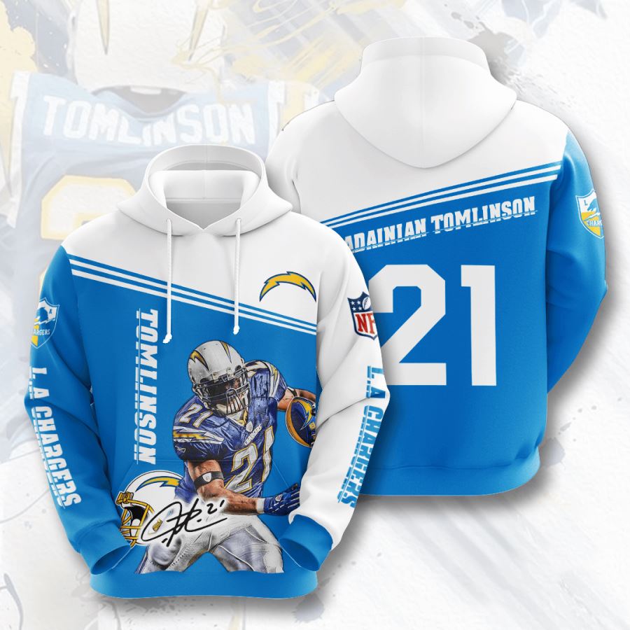All Over Print 3D Hoodie for Men with Custom Sport Design for Los Angeles Chargers Fans