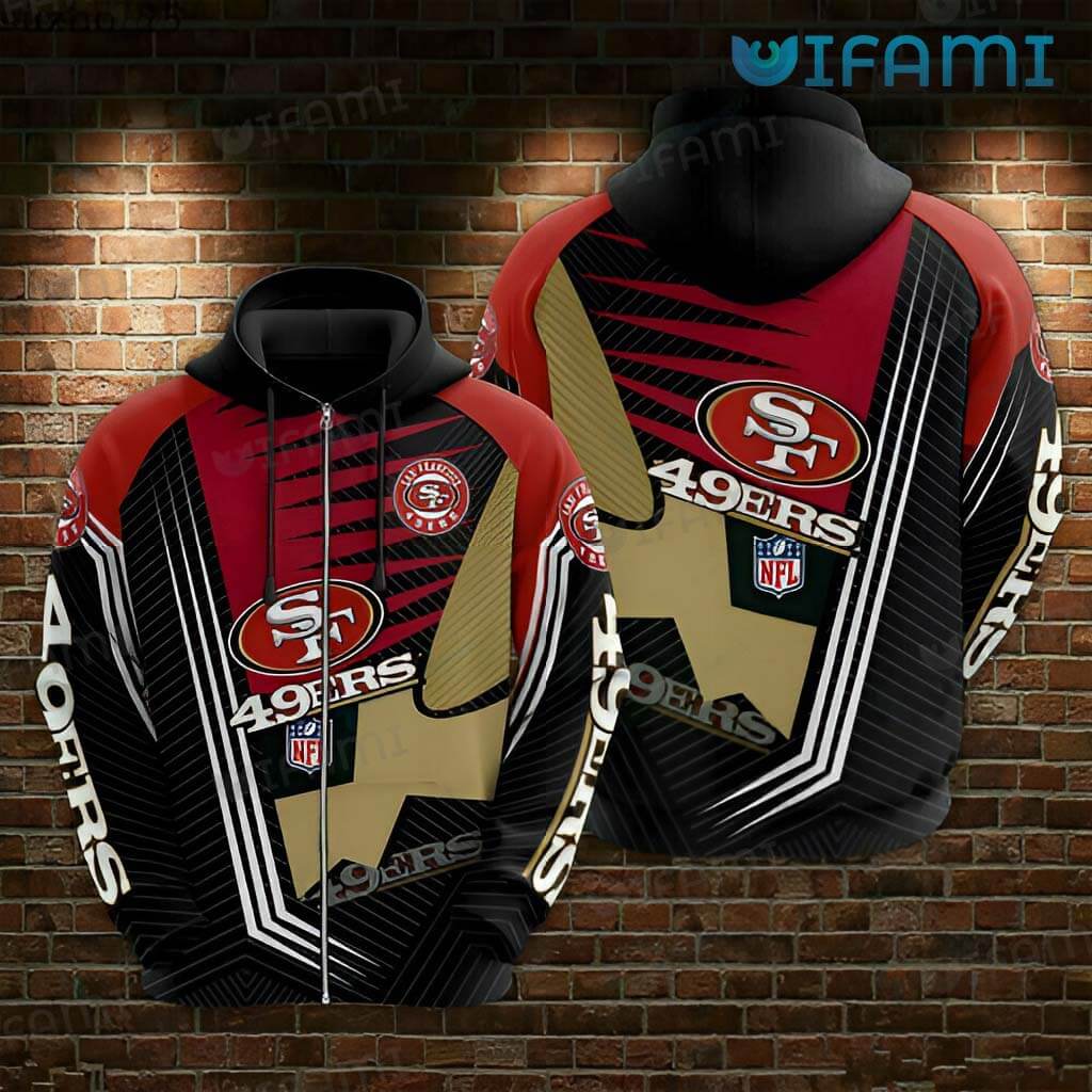 All Over Print 3D Zip Up Hoodie 3D Diagonal Stripe Pattern 3D San Francisco 49ers Gift