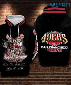 All Over Print Black Hoodie with Player Signatures 3D San Francisco 49ers Gift
