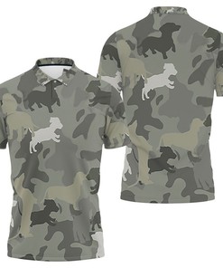 All Over Print Dachshund Pattern Camouflage Style Sweater Printed 3D Polo Shirt with Breathable Fabric