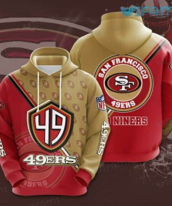 All Over Print Hoodie with Logo Pattern 3D Red Brown 3D San Francisco 49ers Gift