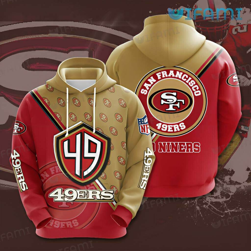 All Over Print Hoodie with Logo Pattern 3D Red Brown 3D San Francisco 49ers Gift
