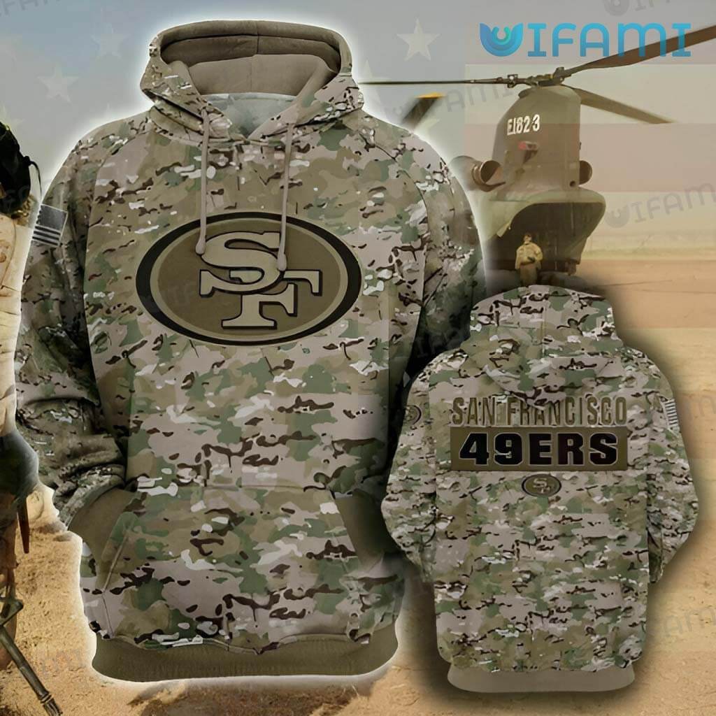 All Over Print Military Hoodie 3D Camo Pattern 3D San Francisco 49ers Gift