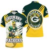 All Over Print Polo T-shirt with Athleisure design for Green Bay Packers fans and Aaron Rodgers 12, illustrated