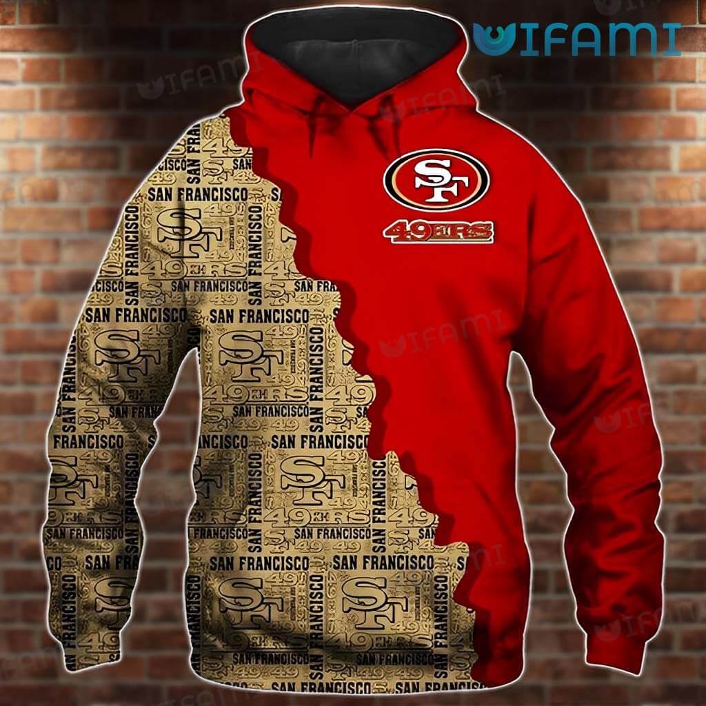 All Over Print Text Pattern Hoodie 3D San Francisco 49ers Gift