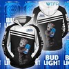 All Over Print Zip Up Hoodie Men - Groot Hugging Can Bud Light 3D Hoodie