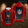 All Over Print Zip Up Hoodie with Hexagon Diagonal Stripe Pattern - San Francisco 49ers Gift