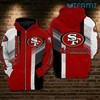 All Over Print Zipper Hoodie with Diagonal Stripe Texture 3D San Francisco 49ers Gift