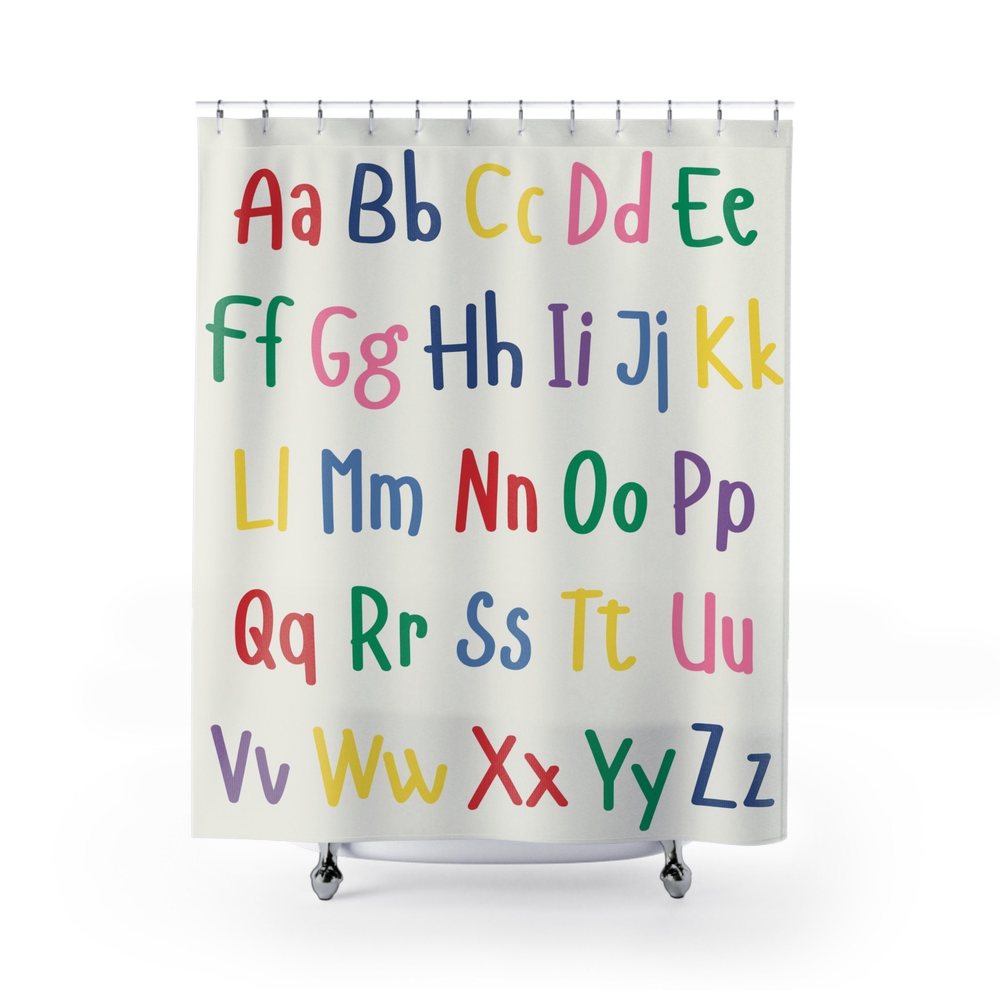 Alphabet Shower Curtain | Back To School Bath Curtain | Kids Bathroom Decor | Educational Shower Curtain Ideas | 71 x 71 - Image 2