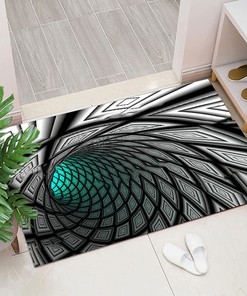 Altsuceser 3D Carpet Bottomless Hole Optical Illusion Area Rug (D, Rubber Mats) with 3D Vortex Illusion