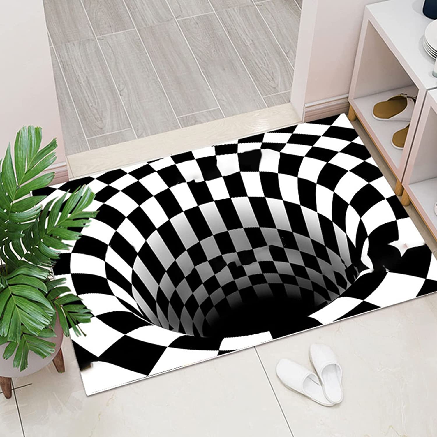 Altsuceser 3D Carpet Bottomless Hole Optical Illusion Area Rug - Vortexes Illusion Large Rugs Floor Mat - Image 2