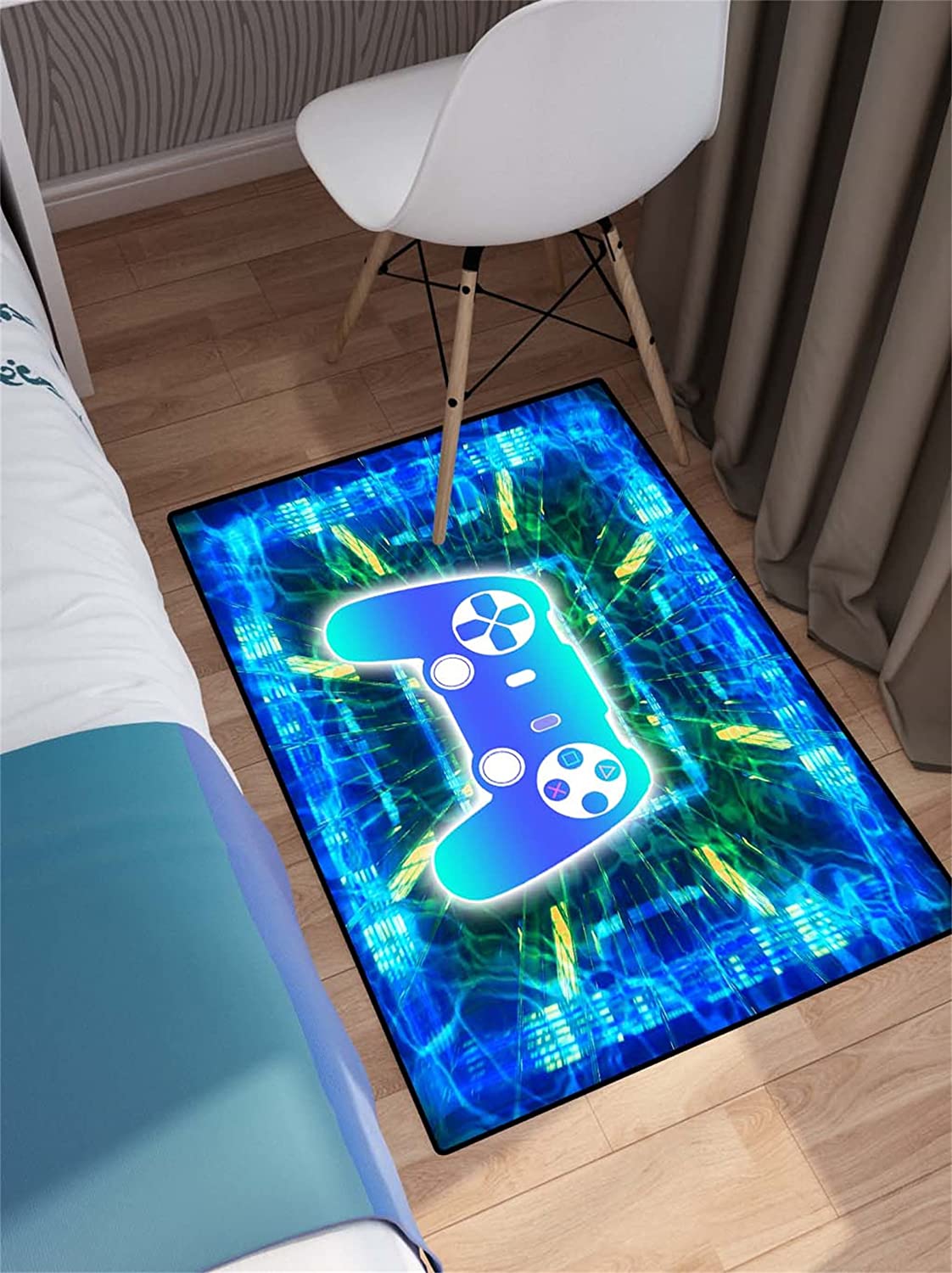 American Flag Gaming Rug for Boys Room Decor with Video Game Controller