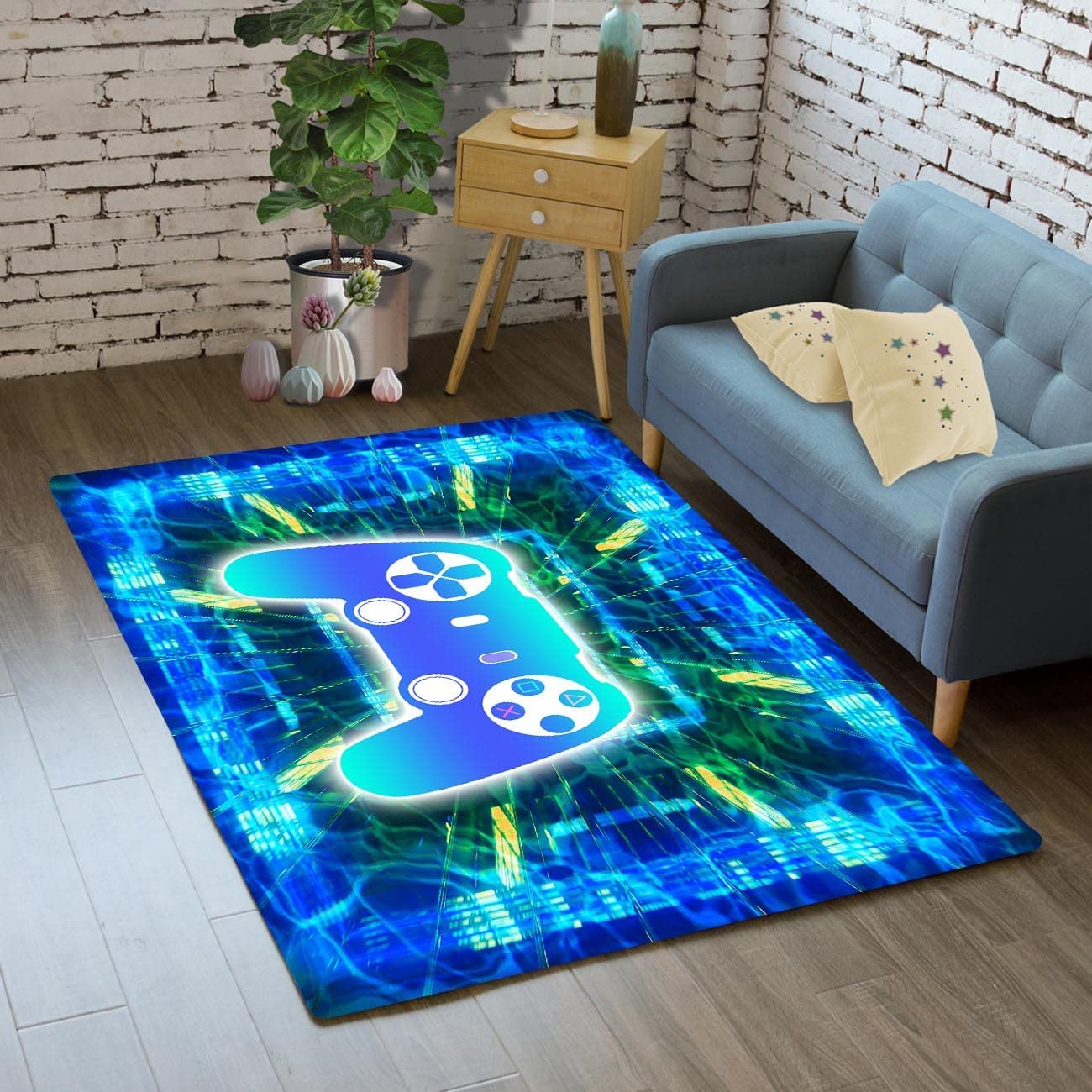 American Flag Gaming Rug for Boys Room Decor with Video Game Controller - Image 2
