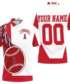 Amp Up Your Game with the Los Angeles Angels 3D Polo Shirt Featuring All Over Print and 3D T-Shirt